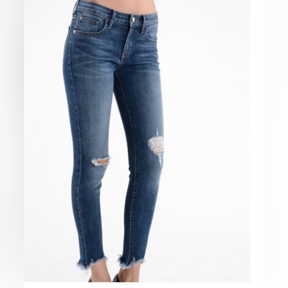 Just Black Denim Cropped Skinny Raw Hem
